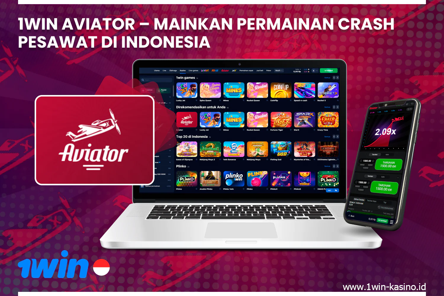 Addictive online game 1win Aviator in Indonesia is available on the website and app