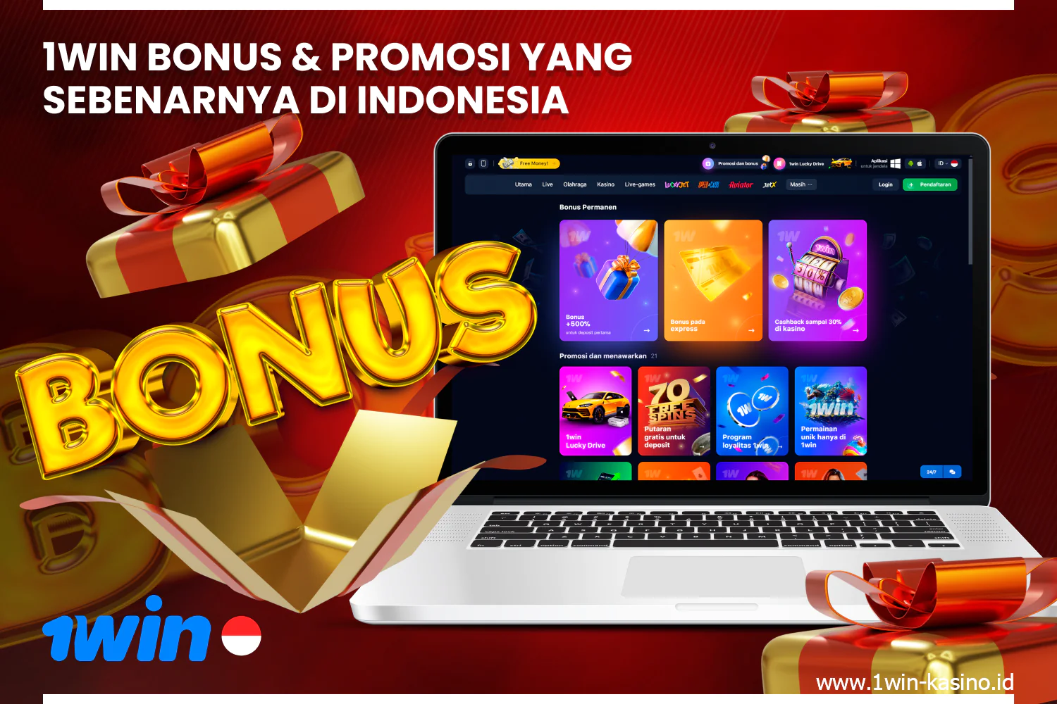 Bonus berlimpah dan berbagai promosi tersedia untuk pengguna 1win Indonesia