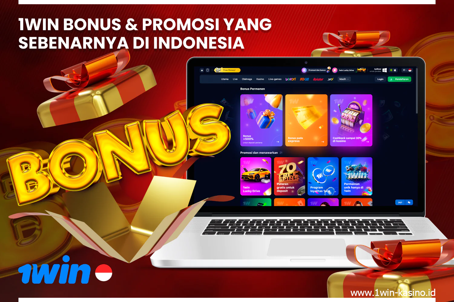 Generous bonuses and various promotions available for 1win Indonesia users