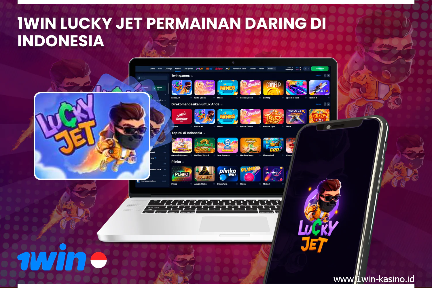 Game online seru Lucky Jet di 1win Indonesia tersedia di situs web dan aplikasi