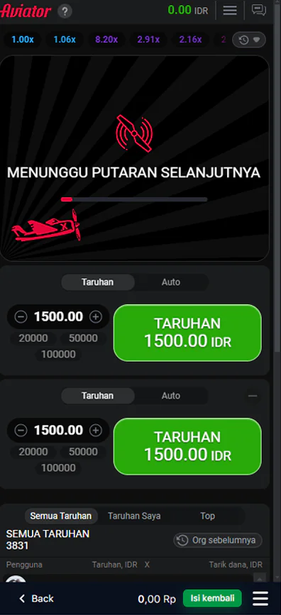 Pengguna 1win Casino Indonesia dapat memasang taruhan pada Aviator sebelum putaran dimulai