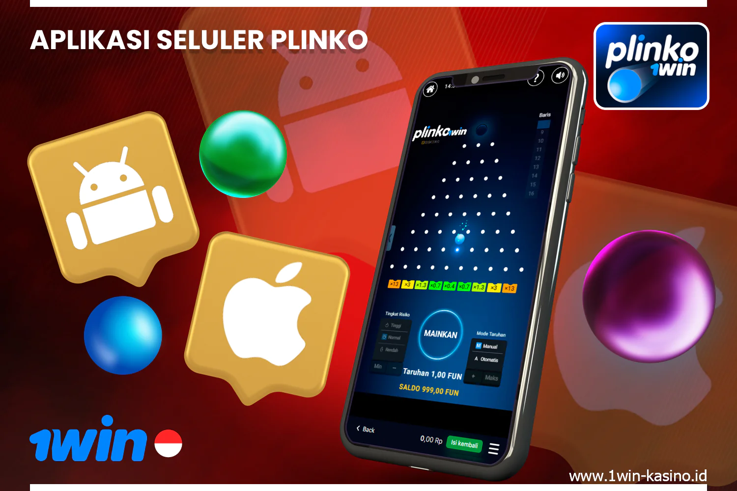 Untuk memainkan 1win Plinko, Anda dapat mengunduh aplikasi gratis untuk Android dan iOS