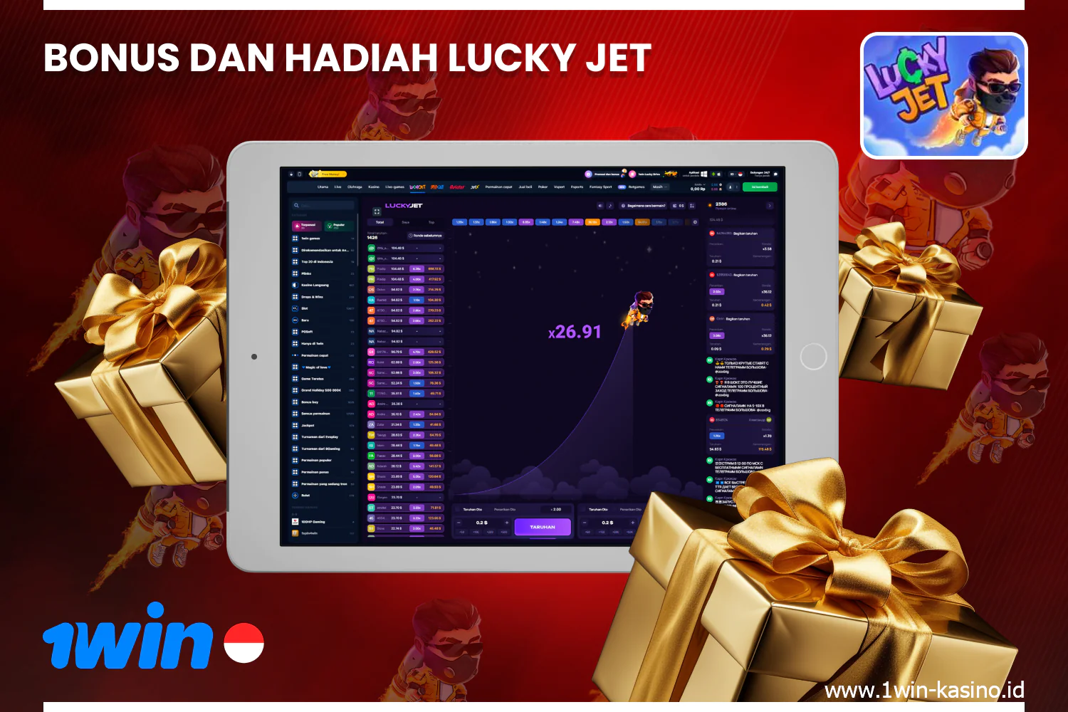 Pemain Indonesia dapat menggunakan bonus untuk memainkan 1 win Lucky Jet