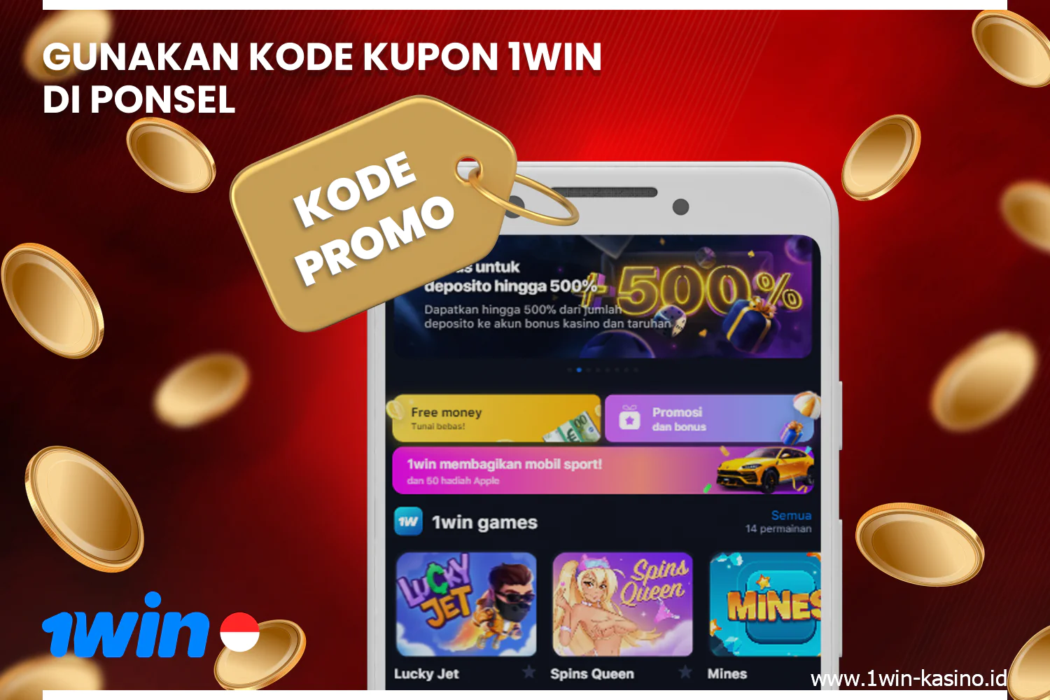 Indonesian players can use 1win coupon codes on mobile phones