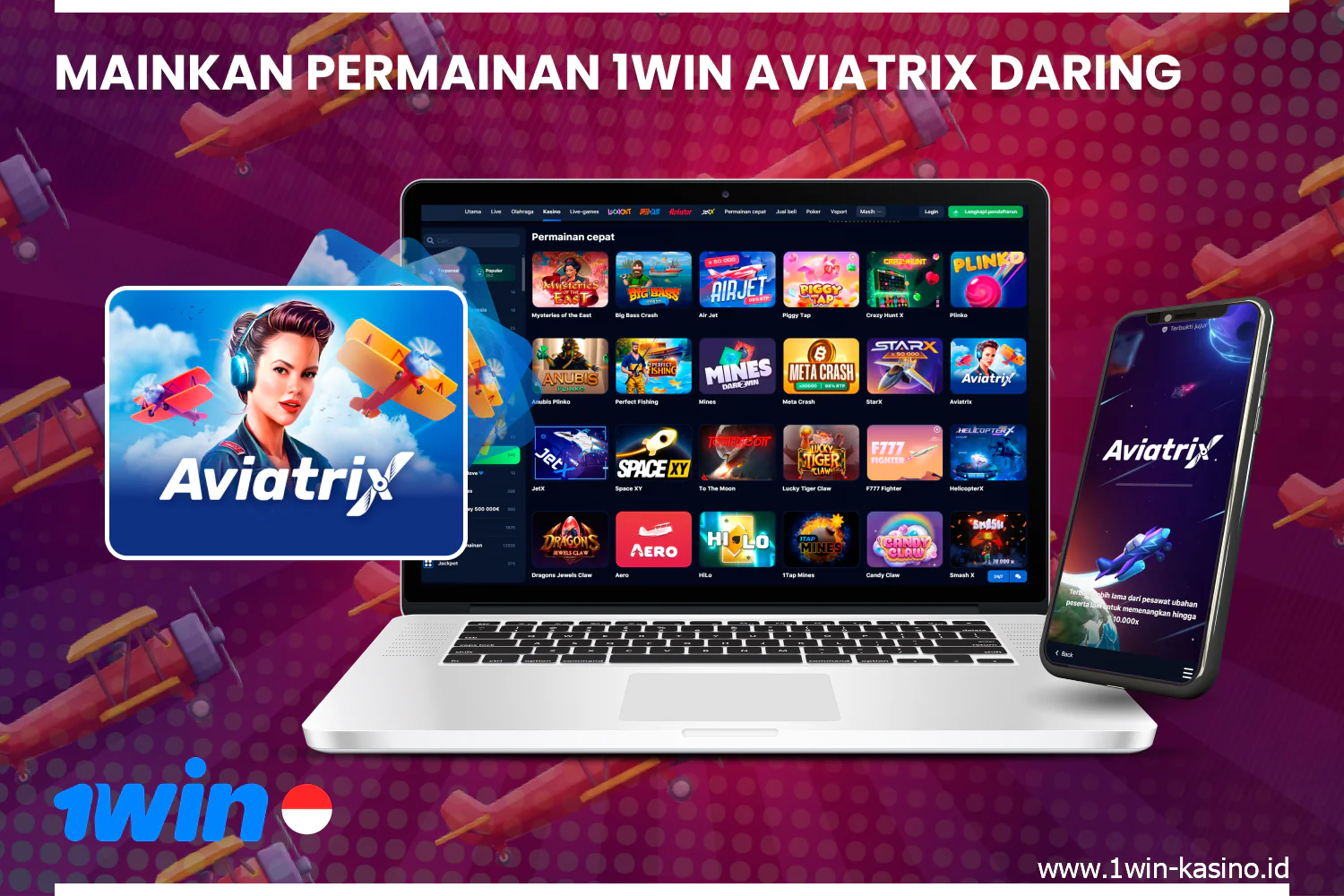 Aviatrix 1win crash gambling game is popular among Indonesian players