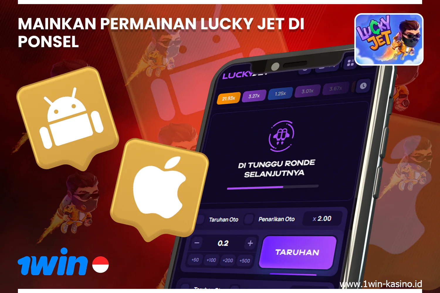 Untuk memainkan 1win Lucky Jet di ponsel cerdas Anda, Anda perlu mengunduh aplikasi dari situs web 1win