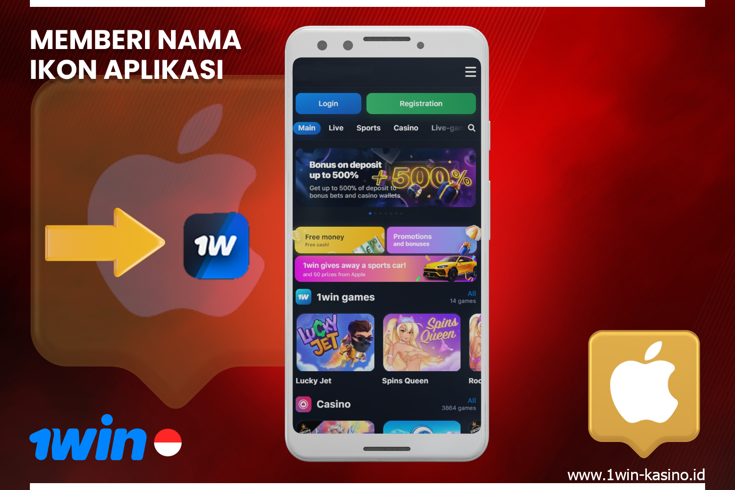 Tambahkan ikon aplikasi 1win dan dapatkan akses ke semua fungsi dan fitur aplikasi