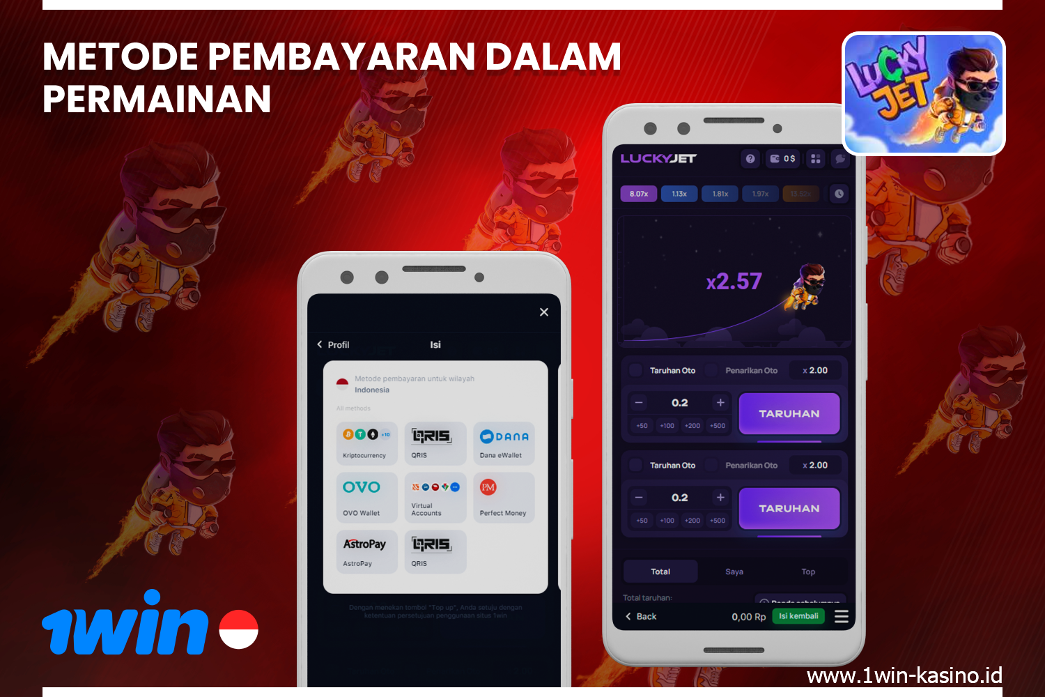 Untuk memainkan Lucky Jet 1win dengan uang sungguhan, Anda perlu melakukan deposit