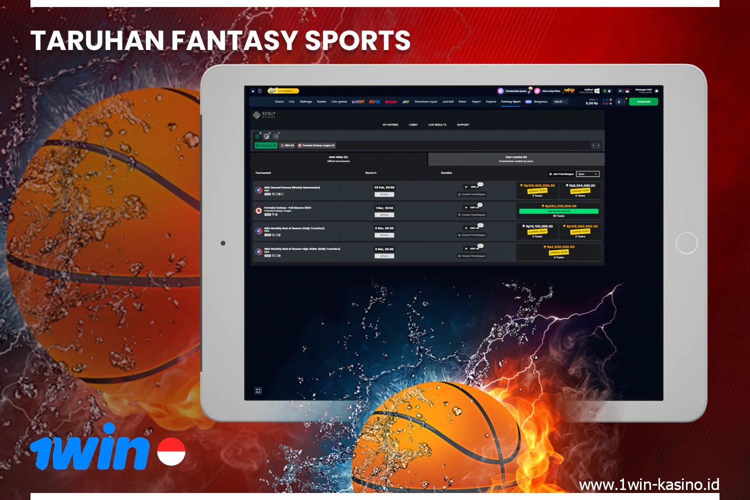 1win Indonesian players can bet on popular fantasy sports