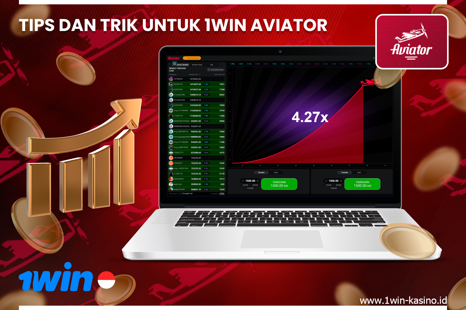 Untuk meningkatkan peluang Anda untuk menang, lihat tips dan trik game crash Aviator 1win