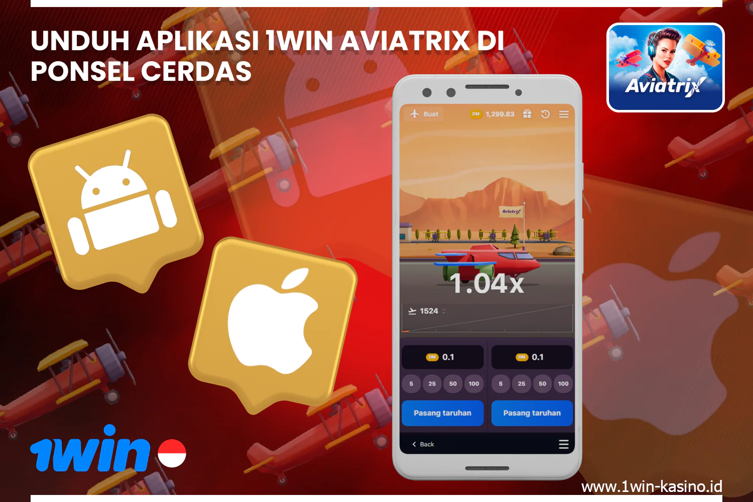 Untuk memainkan Aviatrix dengan nyaman, pengguna dari Indonesia dapat dengan cepat dan gratis mengunduh aplikasi mobile untuk Android atau iOS dari situs web 1win